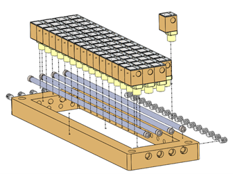 Eravant Assembly illustration, 4×16 phased array, SAM-2832830695-L1-64C