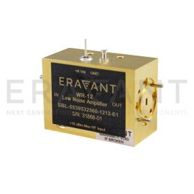 E-Band Low Noise Amplifier 55 to 95 GHz, 25 dB Gain, 6.0 dB Noise Figure, WR-12 Waveguide