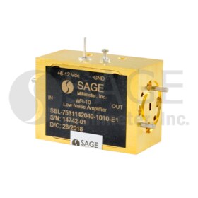 65 to 100 GHz, 22 dB Gain, 5.0 dB Noise Figure, In-line WR-10 Waveguide