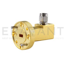 WR-15 Waveguide to Coax Adapter Right Angle, WR-15 Waveguide to 1.85 mm (M)